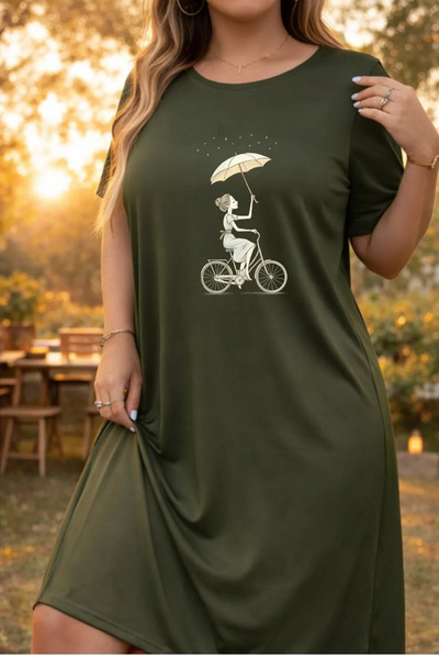 Pink Sky Rochie tricou cu mânecă scurtă pentru femei de mărime mare, cu decol...