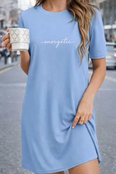 Pink Sky Rochie tricou cu mânecă scurtă pentru femei de mărime mare, cu decol...