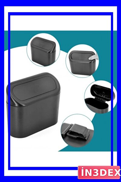 İN3DEX Car Interior Trash Can with Lid, Black Color Organizer