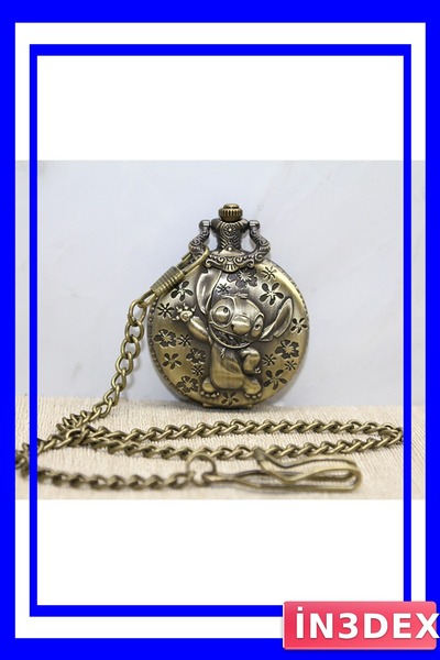 İN3DEX Stitch Figured Chain Pocket Watch Classic Analog Mechanism