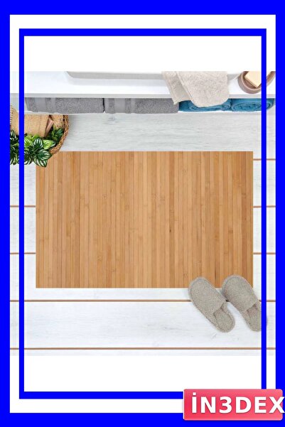 İN3DEX Natural Bamboo Floor Mat 45X70Cm with Non-Slip Base