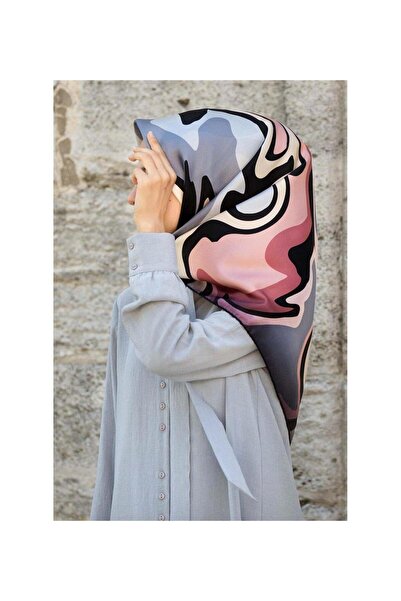 Vissona Tivil Pudra - Eșarfă de mătase cu model gri IST 14278 - 19 - 28
