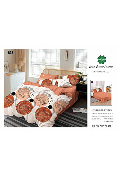 ANATOLIATEKSTILE Finet Bed Linen 6 Pieces, Complete Matrimonial Set, Modern M...