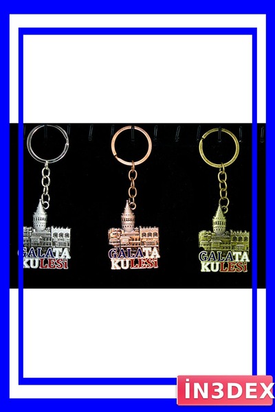 İN3DEX سلسلة مفاتيح معدنية بتصميم برج غلطة، إكسسوار زخرفي
