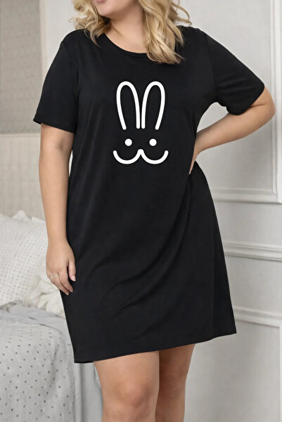 Pink Sky Rochie tricou cu mânecă scurtă pentru femei de mărime mare, cu decol...