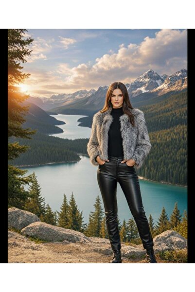 fatih eşarp Collarless Premium Imported Fur Coat