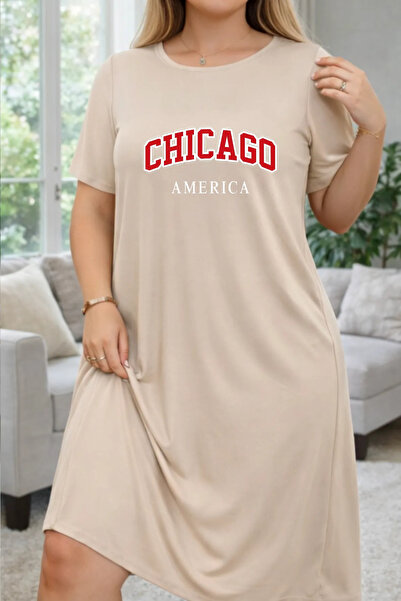 Pink Sky Rochie tricou cu mânecă scurtă pentru femei de mărime mare, cu decol...