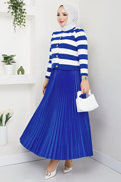 ModaMerve Çizgi Detay Hırkalı Takım 2828MP806-MS Saks