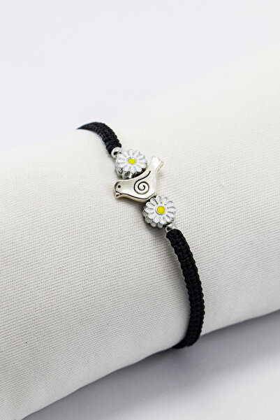 biuti Metal Silver Color Bird and Daisies Adjustable Lift Bracelet