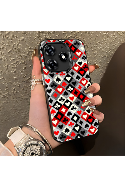 Hontinga حافظة هاتف من السيليكون ذات حافة صلبة ومضادة للسقوط بنمط البوكر متوا...