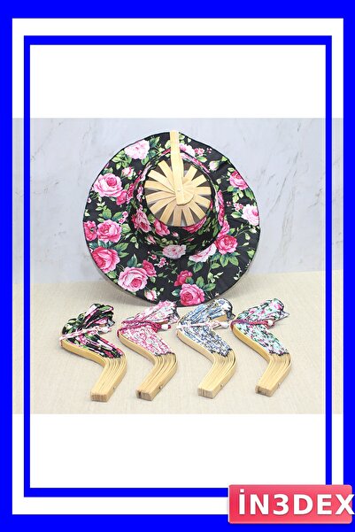 İN3DEX Katlanabilir Ahşap Yelpaze Şapka Aksesuarı