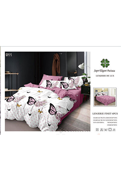 ANATOLIATEKSTILE Lenjerie de Pat Finet 6 Piese, Set Complet Matrimonial, Mode...