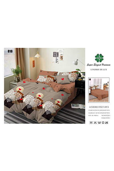 ANATOLIATEKSTILE Finet Bed Linen 6 Pieces, Complete Matrimonial Set, Modern M...