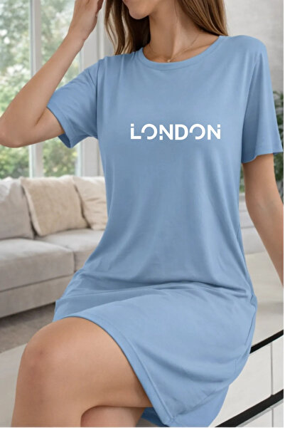 valeriae Γυναικείο κοντομάνικο μπλουζάκι με λαιμόκοψη σε μεγάλο μέγεθος Νυχτικό