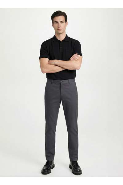 Fabrika Gri Erkek Slim Fit Chino Pantolon F6SM-PNT 658 N