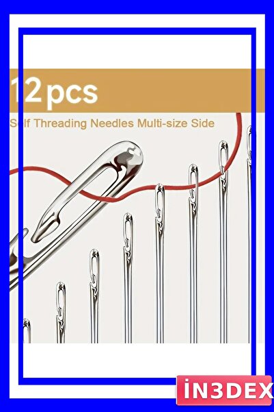 İN3DEX مجموعة إبر خياطة جانبية بخيط ملتف 12 قطعة