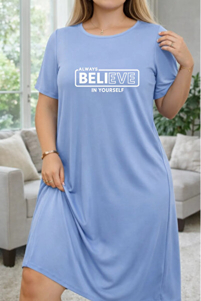 valeriae Γυναικείο κοντομάνικο μπλουζάκι με λαιμόκοψη σε μεγάλο μέγεθος Νυχτικό