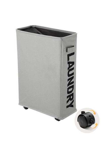 Arabest Laundry Basket on Wheels,Waterproof Slim Laundry Storage Hamper Corne...