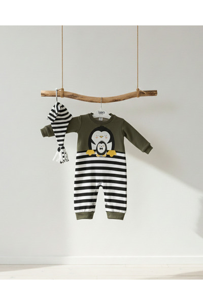 Baby Erkek Bebek Penguen Tulum ve Şapka Takım