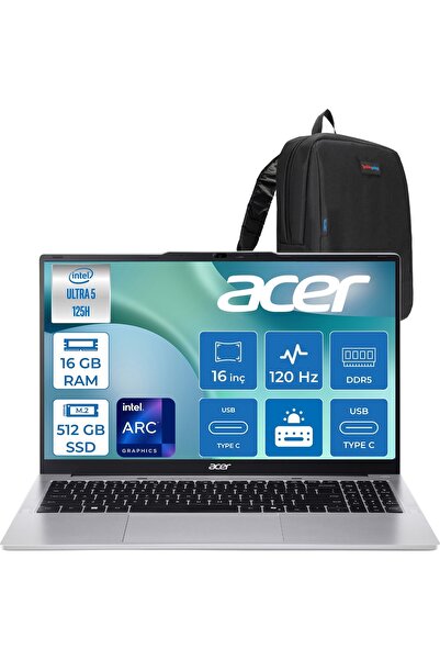 ACER Aspire Lite AL16-71P Ultra 5 125H 16GB 512GB SSD FDOS 16" IPS Fullhd+NXD...