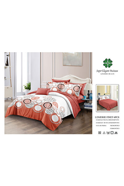 ANATOLIATEKSTILE Finet Bed Linen 6 Pieces, Complete Matrimonial Set, Modern M...