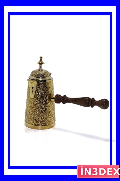 İN3DEX Brass Coffee Pot 19 cm with Wooden Handle
