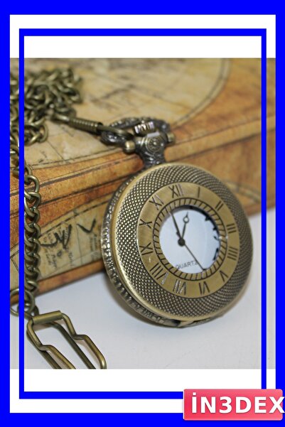 İN3DEX Vintage Tasarımlı Zincirli Cep Saati Mekanizmalı