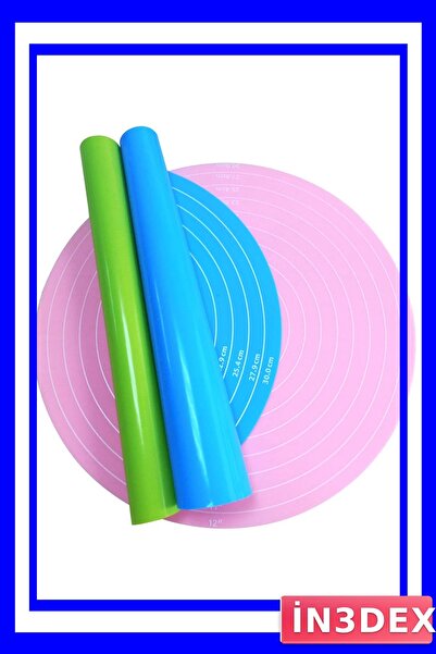 İN3DEX Non-Stick Silicone Dough Rolling Mat 30cm Diameter with Measuring Ruler