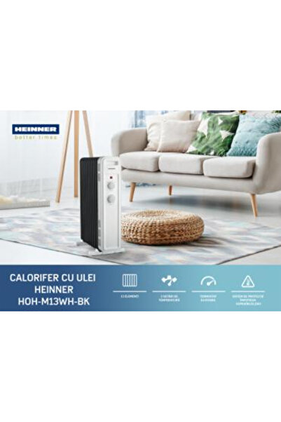 Heinner OIL HEATER HOH-M13WH-BK, 13 ELEMENTS, 1000W/1300W/2500W