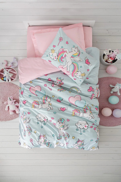 Cotton Box Set de lenjerie de pat pentru juniori Twinka Pink