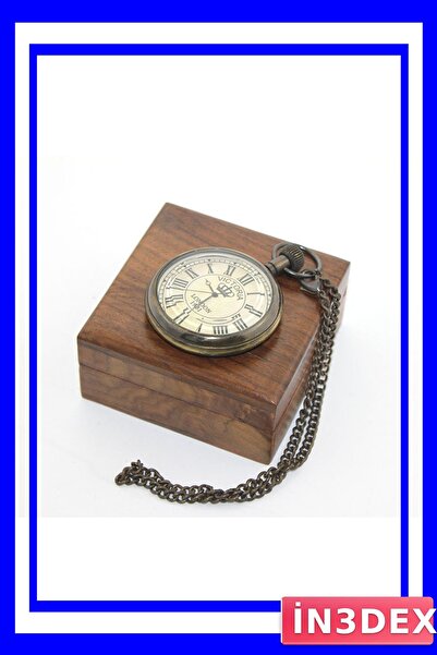 İN3DEX Classic Mechanism Brass Pocket Watch Wooden Storage Box