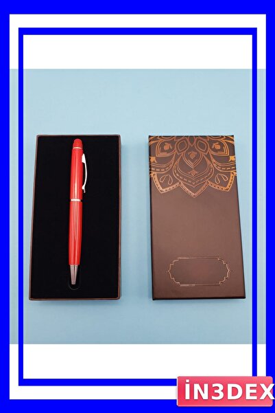 İN3DEX Touchscreen Compatible Red Metal Ballpoint Pen with Box