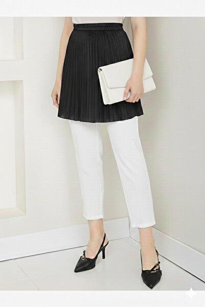 MaxiMor Women's Black Satin Fabric Elastic Pleated Skirt Underwear Pleated Li...