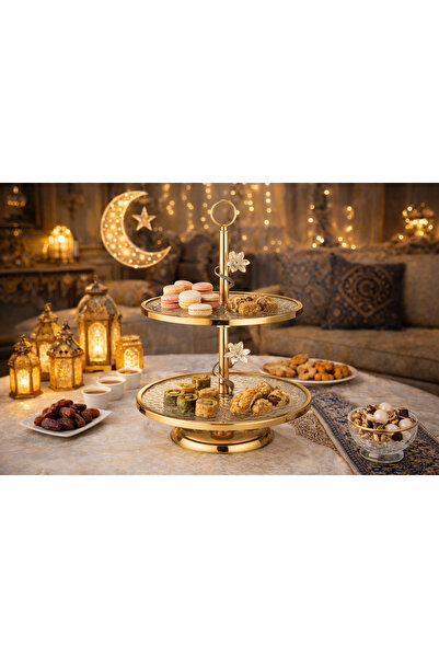 Dania 🍰✨ Two-tier metal and glass dessert serving stand – First tier 45 cm, ...