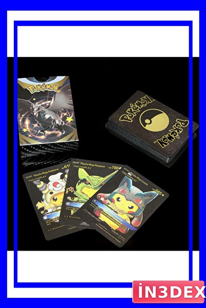 İN3DEX مجموعة بطاقات لعب معدنية باللون الأسود اللامع