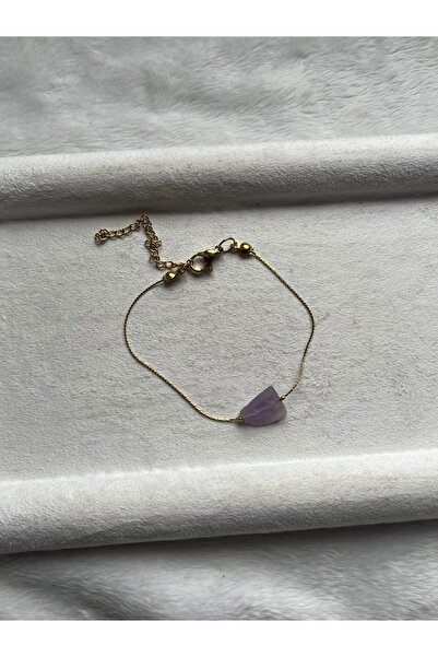 Pel Design Raw Amethyst Stone Steel Bracelet Handmade Does Not Tarnish