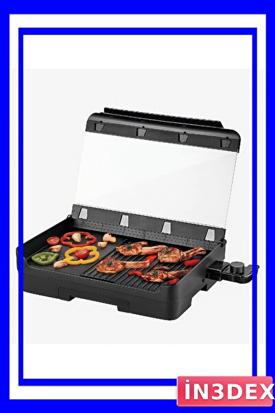İN3DEX Cam Kapaklı Elektrikli Izgara 5 Kademeli Termostat Ayarlı