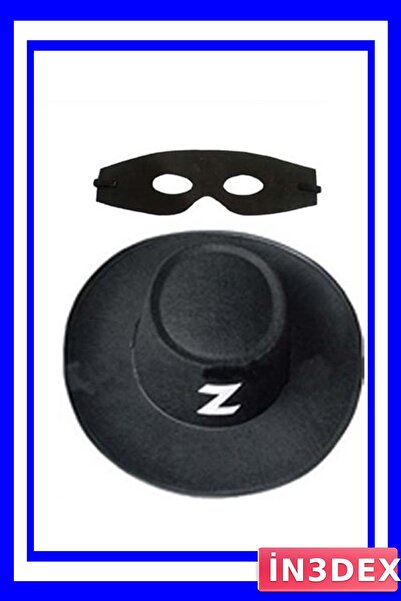 İN3DEX Black Felt Hat and Fabric Mask Set Adult Size