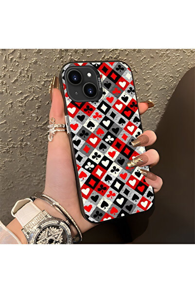 Hontinga حافظة هاتف من السيليكون ذات حافة صلبة ومضادة للسقوط بنمط البوكر متوا...