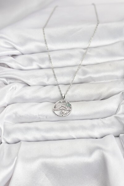 BSRE قلادة نسائية فضية اللون مرصعة بحجر الزركون (فولاذ 316L)