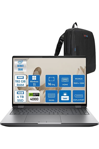 HP Zbook Fury G1I Ultra 9 285HX 192GB 4tb SSD 16GB/RTXPRO4000 16" 400NIT W11P...