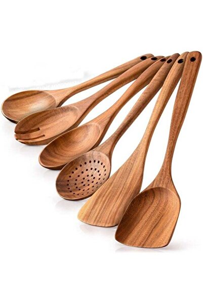 Arabest 6-Piece Wooden Spoons for Cooking, Smooth Finish Teak Wooden Utensils...
