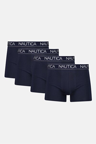 Nautica عبوة من 4 قطع من سراويل بوكسر رجالية بشعار العلامة التجارية، لون كحلي