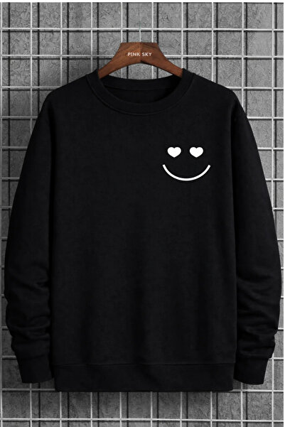 Pink Sky Unisex cu imprimeu guler rotund Swea tricou supradimensionat Bumbac ...