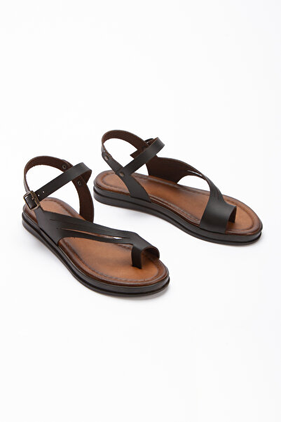 Melvoria Women's K Genuine Leather Look Flip-Flop Sandals