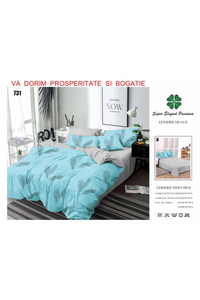 ANATOLIATEKSTILE Finet Bed Linen 6 Pieces, Complete Matrimonial Set, Modern M...