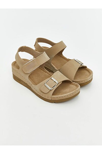 LC Waikiki LCW STEPS Bej Süet Görünümlü Kadın Sandalet