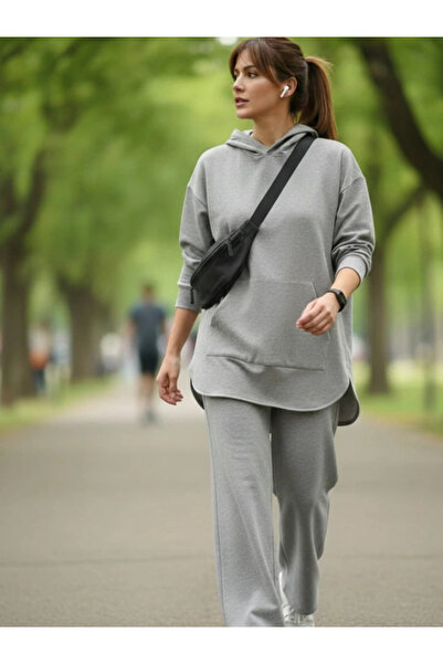 MENESSA Kadın Kapüşonlu Rahat Kesim Eşofman Takımı | Jogger Pantolon & Tunik ...