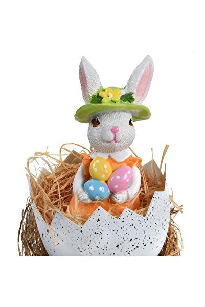 OEM Cuib Decorativ de Paste Alb cu Ou Iepure 16cm Ideal de Paste La Casa Ta, ...