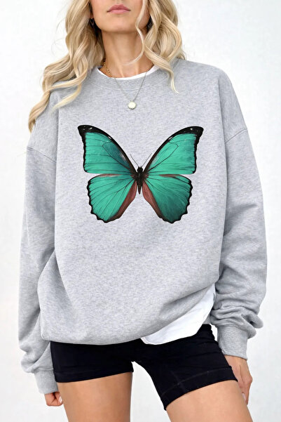 Pink Sky Unisex Printed Crew Neck Sweatshirt Oversized Cotton Daily Comfortable